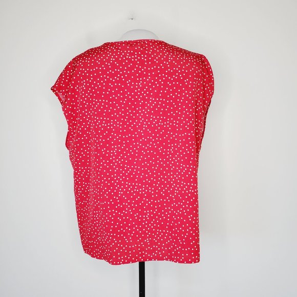 Shein Curve V-Neck Top Short Sleeve Retro Polka Dot Red XL - Picture 5 of 8